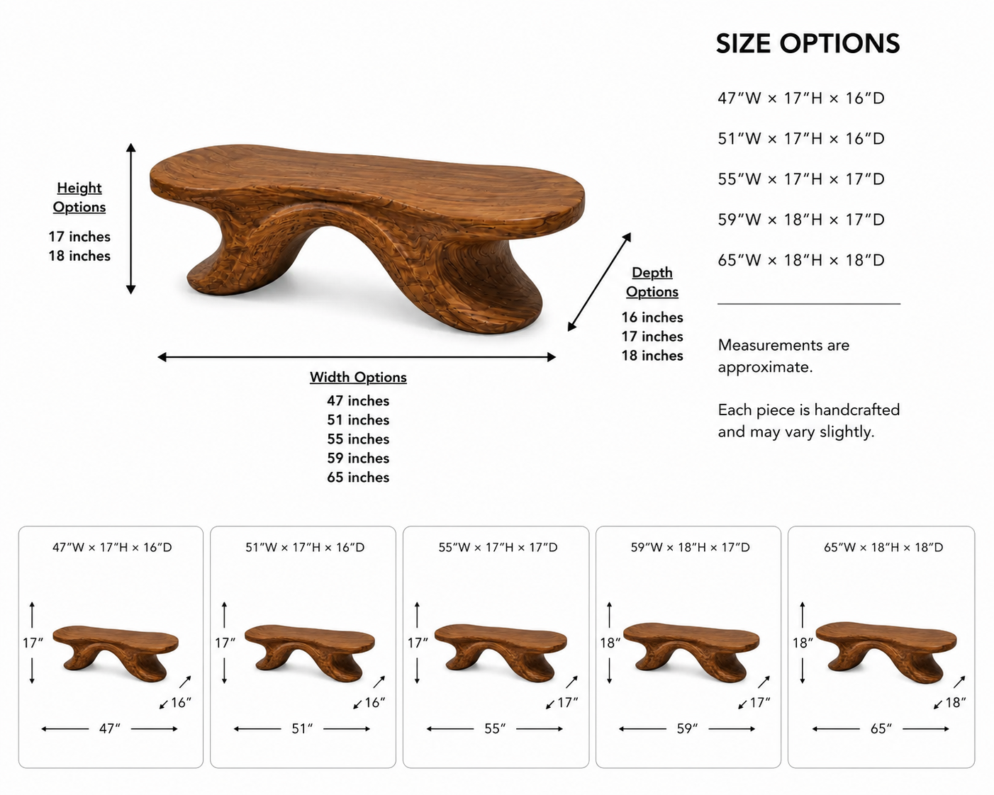 Curved Wood Bathroom Bench – Solid Wood Low Towel Bench for Spa Decor