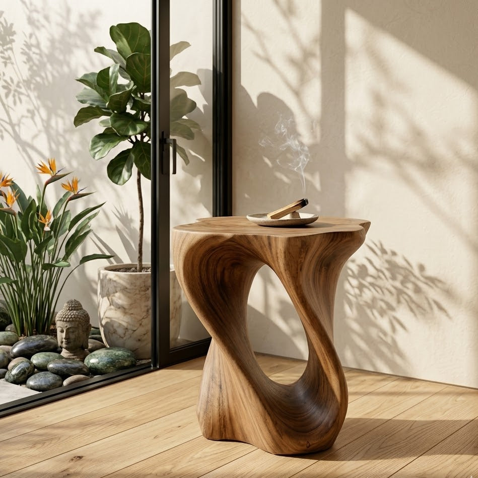 Twisted Live-Edge Table – Sculptural Solid Wood Art for Modern Home