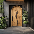 Solid Wood Entry Door – Handcrafted Natural Wooden Door Design