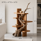 Branch Wood Display Shelf – Solid Wood Standing Shelf with Natural Driftwood Accent