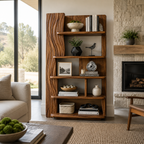 Sculptural Ripple Wood Bookshelf