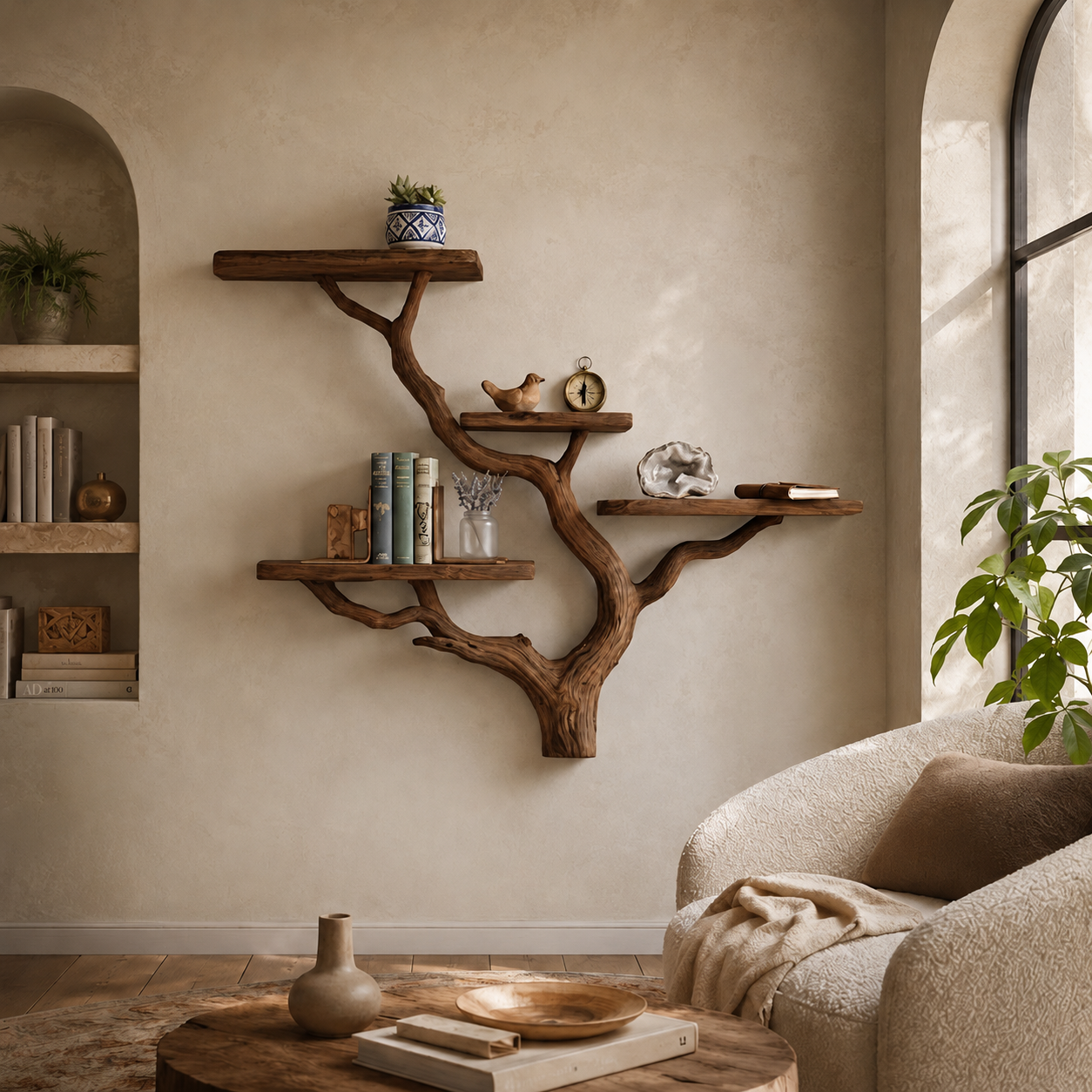 Tree Branch Wall Shelf – Solid Wood Display Shelf for Home Decor