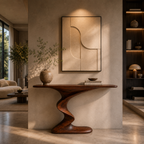 Sculptural Console Table – Solid Wood Modern Table for Entryway Decor