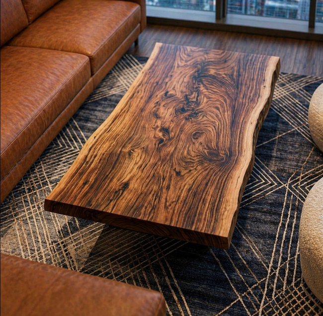 Rustic Coffee Table – Solid Wood Table with Metal Legs for Living Room Decor Main Image