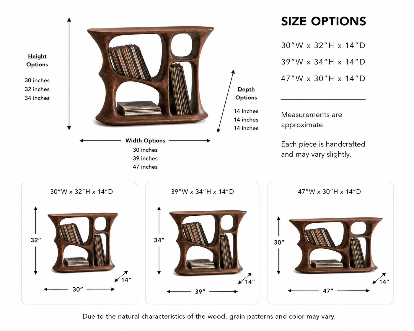 Sculptural Side Table – Solid Wood Accent Table for Living Room