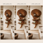 Shell Wood Bar Shelf – Solid Wood Wall Mounted Display Shelf for Home Bar Decor