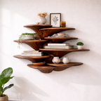 Solid Wood Layered Floating Shelves – Sculptural Organic Design