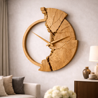 Artisan Solid Wood Wall Clock – Sculptural Modern Timepiece
