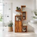 Wood Bathroom Storage Cabinet – Solid Wood Shelf Cabinet for Bathroom Decor