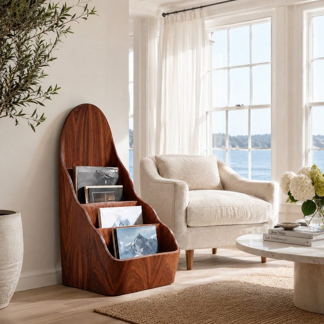 Magazine Rack – Solid Wood Display Stand for Living Room Hover Image