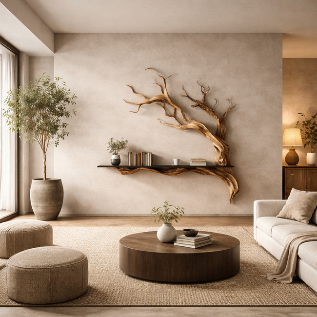 Tree Wall Shelf Decor – Artistic Wooden Floating Shelves Hover Image