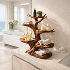 Tree Branch Bathroom Shelf – Solid Wood Counter Shelf for Bathroom Decor