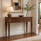Heritage Wood Vanity Table with Upholstered Stool