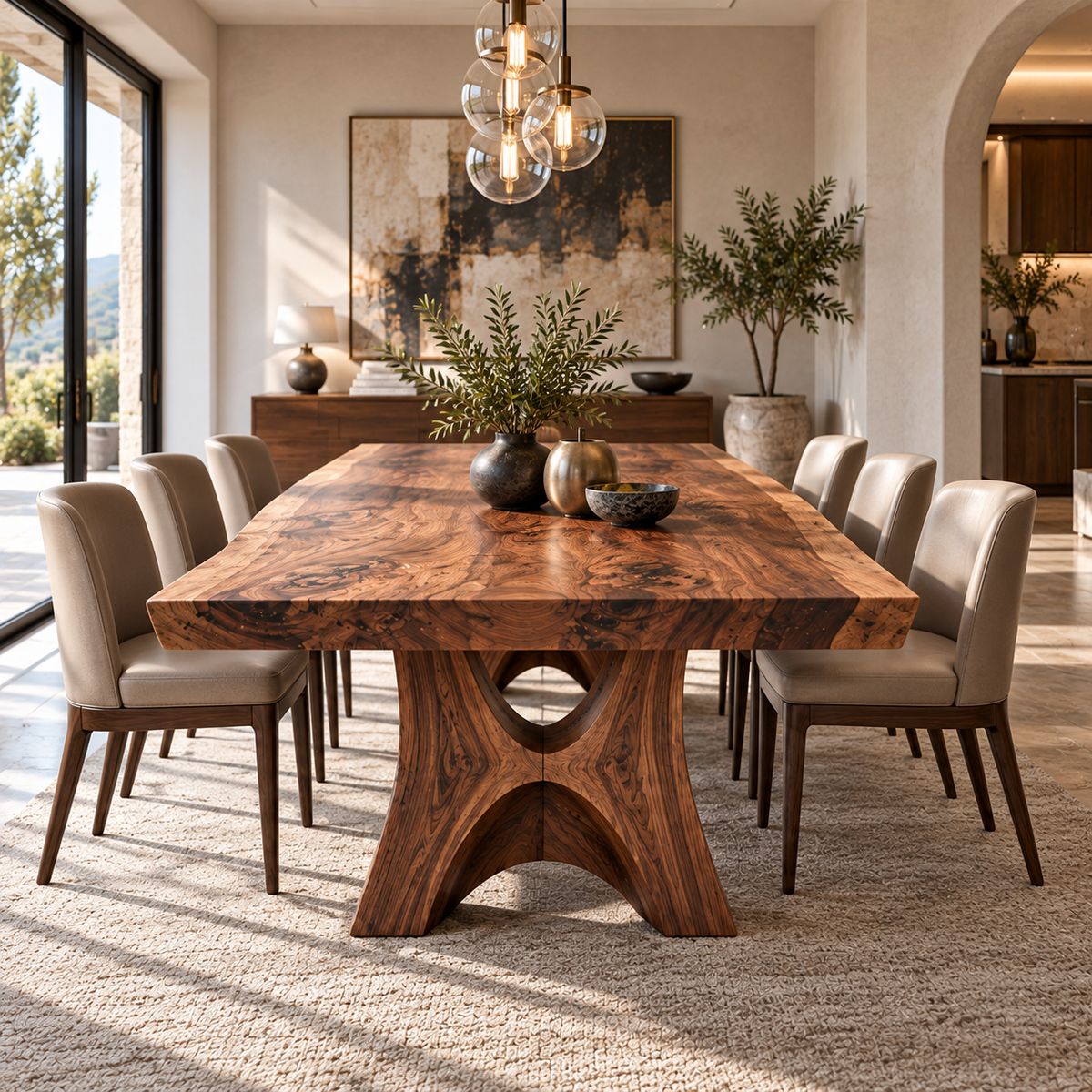 Sculptural Live Edge Wood Dining Table