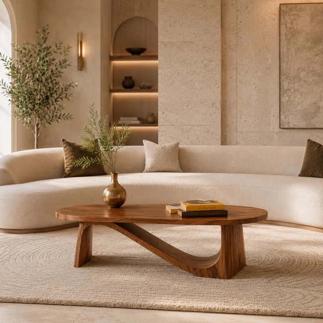 Triangle Coffee Table – Sculptural Solid Wood Table for Living Room Main Image