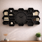 Solid Wood Sculptural Honeycomb Wall Clock – Modern Functional Art