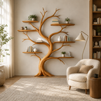 Tree Wall Shelf – Solid Wood Sculptural Shelf for Living Room Decor