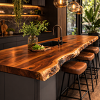 Live Edge Kitchen Countertop – Solid Wood Island Top for Modern Kitchen