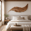 Feather Wood Wall Art – Solid Wood Carved Wall Decor for Bedroom Decor