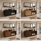 Live Edge Wood Bathroom Vanity – Solid Wood Sink Cabinet with Mirror Shelf for Bathroom Decor