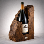 Hand-Carved Solid Wood Wine Holder for Sculptural Bottle Display