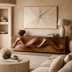 Wave Sideboard Media Console – Sculptural Solid Wood Storage Cabinet for Luxury Living Room