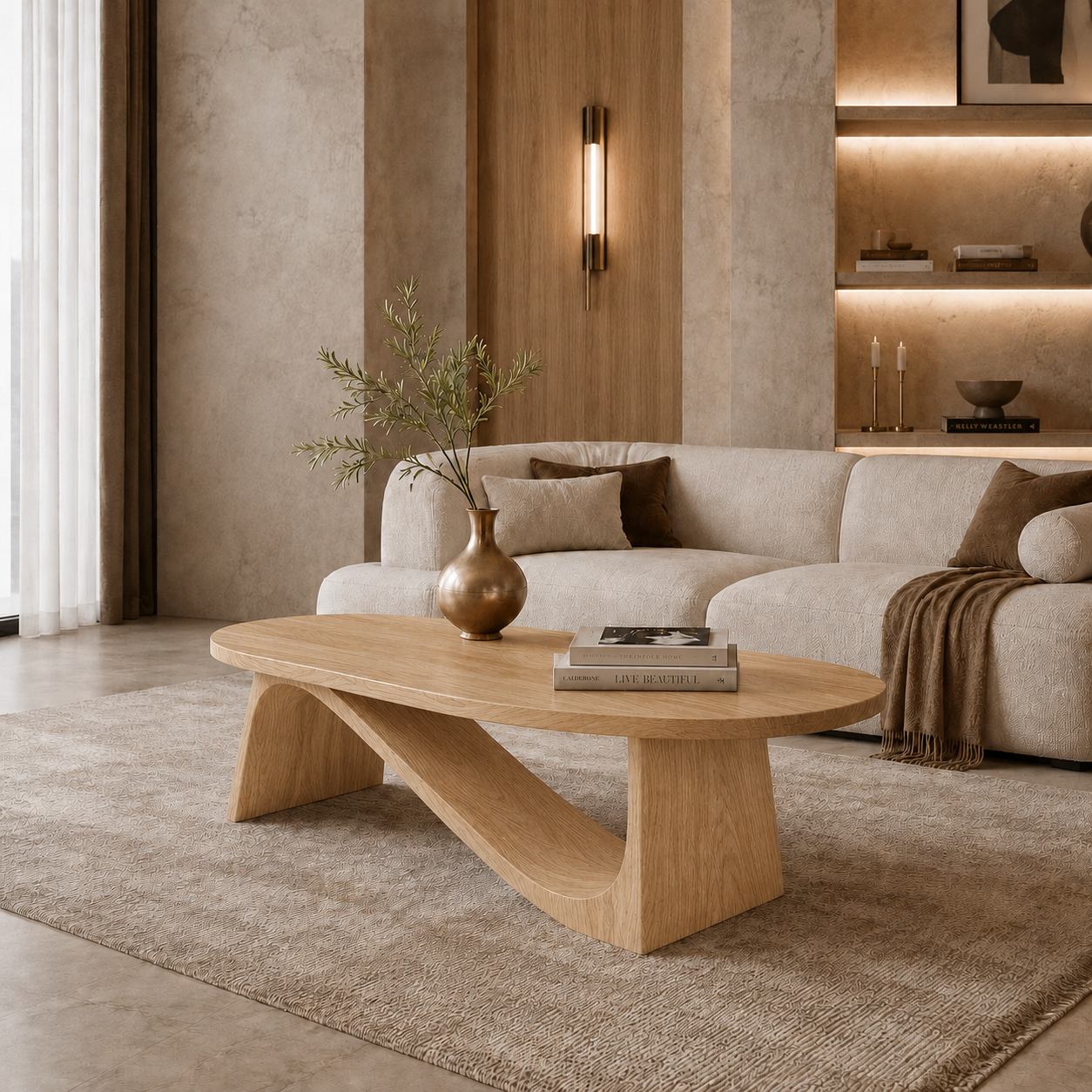 Triangle Coffee Table – Sculptural Solid Wood Table for Living Room