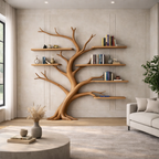 Tree Wall Shelf – Solid Wood Sculptural Shelf for Living Room Decor