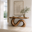 Sculptural Wave Loop Wood Console Table