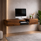 Floating TV Stand – Solid Wood Media Console with Drawer Storage