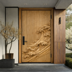 Solid Wood Entry Door – Handcrafted Natural Wooden Door Design