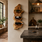 Rustic Bottle Holder – Solid Wood Wall-Mounted Rack for Home Bar Decor