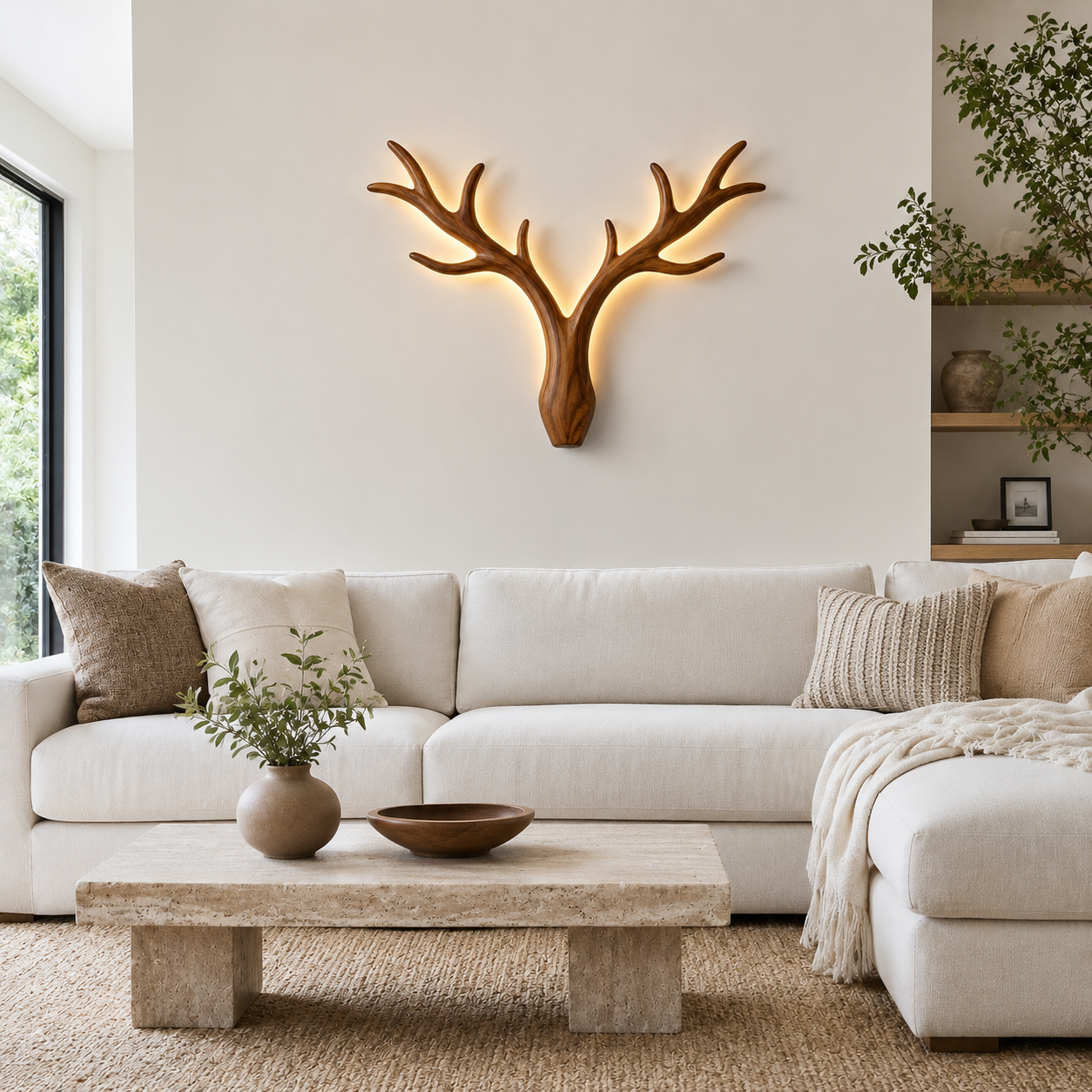 Black Tree Branch Wall Art – Solid Wood Backlit Wall Decor for Bedroom Decor