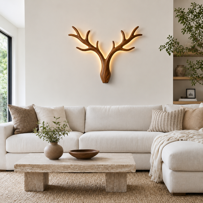 Black Tree Branch Wall Art – Solid Wood Backlit Wall Decor for Bedroom Decor Main Image