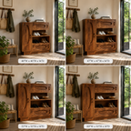 Solid Wood Entryway Shoe Cabinet – Wooden Storage Cabinet with Shelves and Drawers for Home Decor