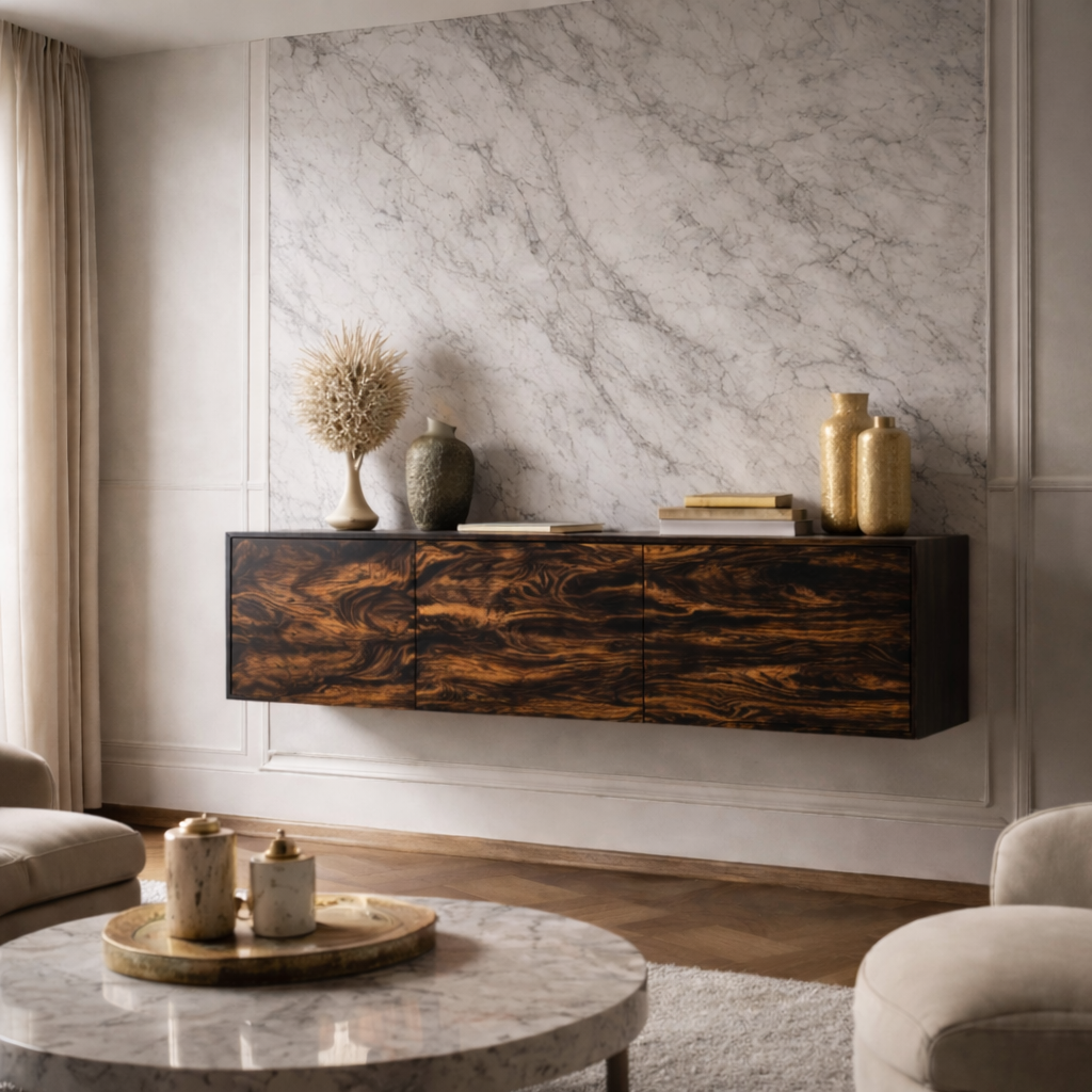 Modern Floating Wooden TV Console – Wall Mounted Media Cabinet