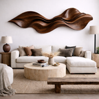 Organic Wave Wooden Wall Art – Sculptural Modern Décor