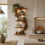 Branch Wood Kitchen Shelf – Solid Wood Wall Mounted Display Shelf for Kitchen Decor