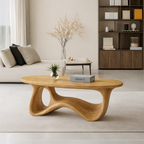 Sculptural Wave Wooden Coffee Table – Modern Curved Design