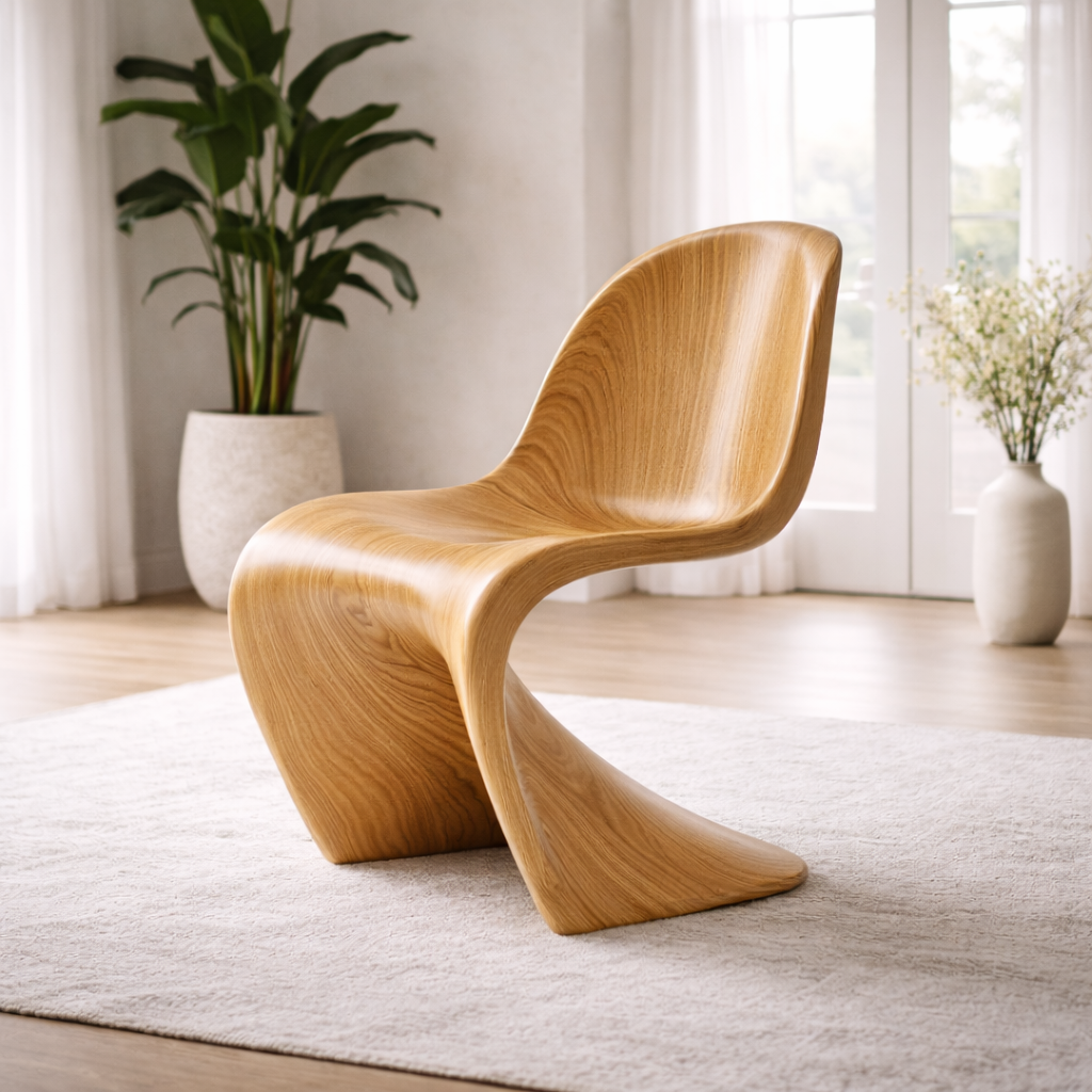 Statement Chair – Sculptural Solid Wood Chair for Living Room and Lounge