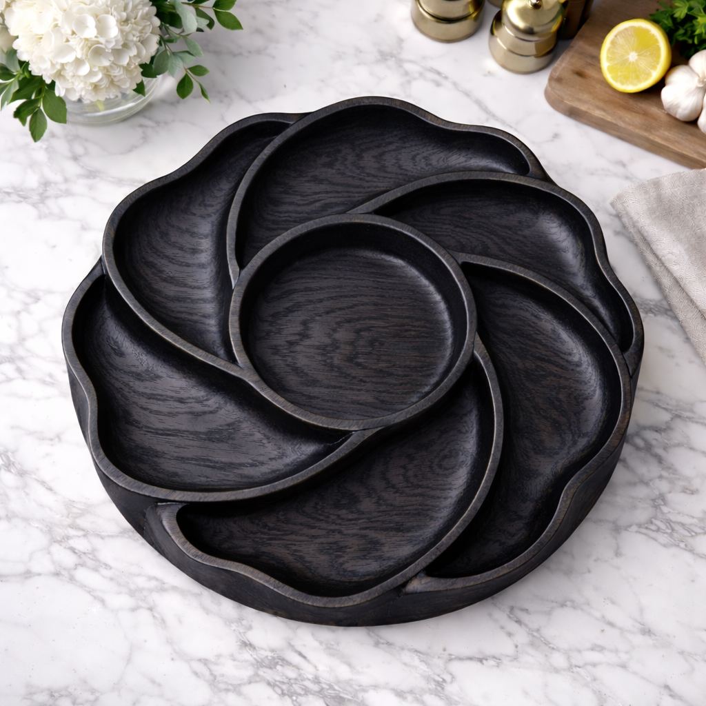 Wooden Serving Tray & Bowl Set – Natural Tableware for Entertaining
