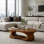 Handcrafted Solid Wood Coffee Table – Sculptural Curved Design