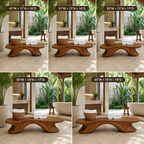Curved Wood Bathroom Bench – Solid Wood Low Towel Bench for Spa Decor