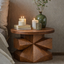 Handcrafted Solid Wood Geometric Side Table – Sculptural Pedestal Accent