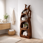 Tree Trunk Corner Shelf – Solid Wood Display Shelf for Rustic Home Decor