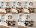 Live Edge Wood Bathroom Vanity – Solid Wood Sink Console with Towel Shelf for Bathroom Decor
