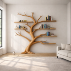 Tree Wall Shelf – Solid Wood Sculptural Shelf for Living Room Decor