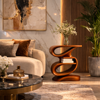 Curved Side Table – Sculptural Solid Wood Table for Living Room or Bedroom