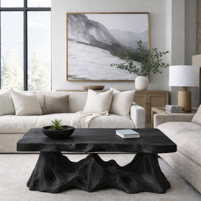 Organic Sculptural Solid Wood Coffee Table – Handcrafted Live Edge Design Main Image