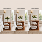 Sculptural Wood Nightstand – Solid Wood Bedside Table for Bedroom Decor